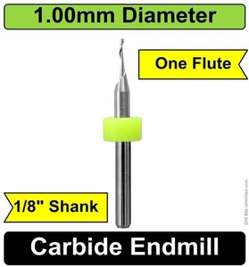 1mm One Flute End Mill 1/8" Shank Square End Up Cut ONE Piece Aluminum uro101 - Picture 1 of 4