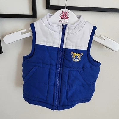 Chaleco bebé niño piel dura azul y blanco talla 18 meses Foto 1 de 3