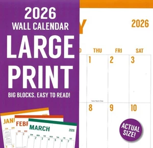 Calendario de pared 2026 letra grande 16 meses (septiembre 2025 a diciembre 2026) 12"x12" - Imagen 1 de 2