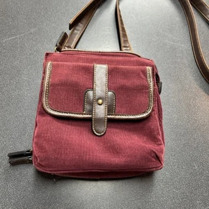 Vintage 90er Cord Canvas Leder Handtasche Crossbody Mini Tasche Contempo Casuals - Bild 1 von 7