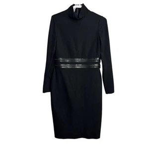 Carlisle Women Size US 8 Black Long Sleeve Mock Neck Midi Dress Zipper Details - Bild 1 von 10