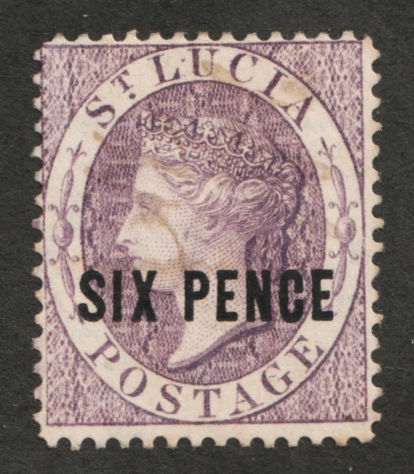 1883 Saint Lucia Sc# 22 Wmk(2) Surcharged Six Pence, Queen Victoria - Used Cv$50 - Image 1 of 1