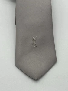 Gorgeous YVES SAINT LAURENT Beige LOGO Men Tie - Picture 1 of 6