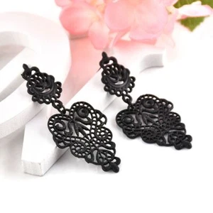 Dangle Pierced Long Black Fashion Boho Leaves Dangle Earrings Earrings Alloy - Picture 1 of 11