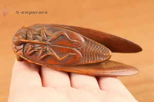 chinesische Buchsbaum Handarbeit Zikade Statue Figur Deko Handstück - Bild 1 von 7