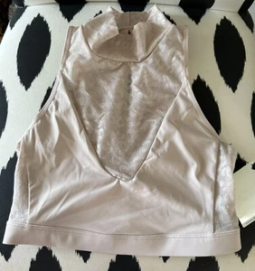 Victoria’s Secret XS Extra Petit Sheer Nude Mock Neck Sports Bra Crop Top - Picture 1 of 6
