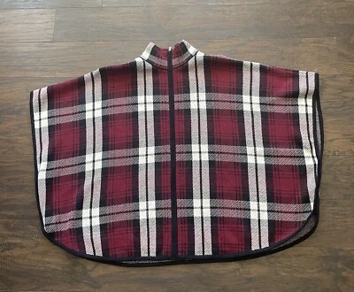 Poncho para mujer Jones New York capa a cuadros talla S/M cremallera rojo, negro y blanco Foto 1 de 4