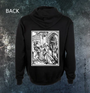 Memento Mori Zip Up Hoodie  Hans Holbein Remember Dance of Death Skeleton Occult - Picture 1 of 7