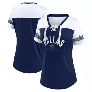 🚦Fanatics Women's Dallas Cowboys Blitz & Glam LaceUp VNeck Jersey Top M MED NEW - Picture 1 of 5