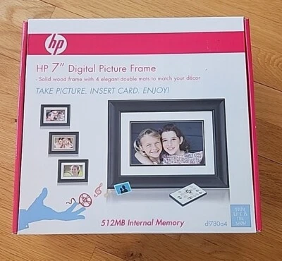 HP DF780b4 7" Black Wood Digital Photo Picture Frame 512 MB Internal Memory - Image 1 of 4
