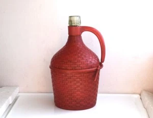 Botella de vino tejida de vidrio de colección 3 L francés Demijohn jarrón de piso soplado - Imagen 1 de 5