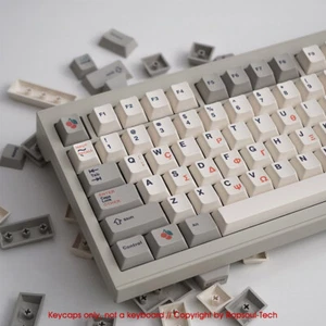 Retro White Gray PBT Keycaps Set Greek Antiquity for MX Mechanical Keyboards - Picture 1 of 5