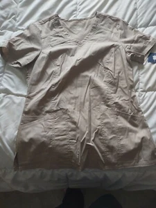 Cherokee XS Khaki Women's Nursing Scrubs Shirt - Picture 1 of 6