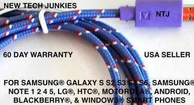 Cable cargador cable de alimentación micro USB trenzado de 10 pies de largo para Samsung S3 S4 S6 S6+ S7 Foto 1 de 4