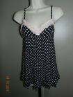 Victoria Secret S Babydoll Lingere black with pink white polka dots lace trimmed