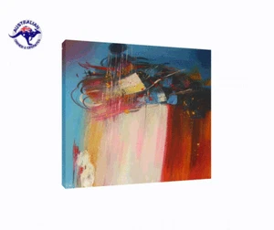 PINTURA AL ÓLEO ABSTRACTA RARA ENMARCADA CON MARCO ESCALONADO NEGRO - Imagen 1 de 4