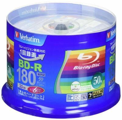 Blu ray Blank Media 6X Speed 25GB BD-R Blueray Printable Spindle 50-Verbatim - Image 1 of 4