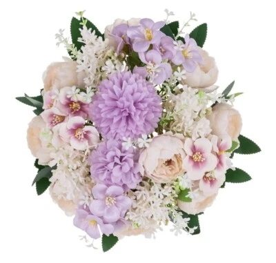 Centro de mesa de flores bola púrpura blanco para boda, decoración de fiestas Foto 1 de 4