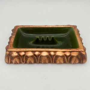 Cenicero Freeman McFarlin Rectangular Hoja de Oro y Verde 8.25x5x1.5 3 Ranuras - Imagen 1 de 10