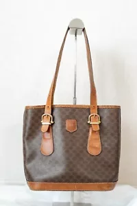 CELINE Tote hand bag PVC Leather Macadam Brown Auth from JAPAN - Picture 1 of 15