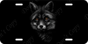 Fox Head Wildlife Black Background Aluminum Car Vanity Plate Tag (LP45) - Picture 1 of 1