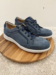 Clarks Unstructured Shoes Mens 13M Blue Seude Leather Lace Feather Light NEW