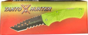 Zombie Hunter Tanto Point 4.5" Blade Lime Green Handle Pocket Knife TX-080G - Picture 1 of 3
