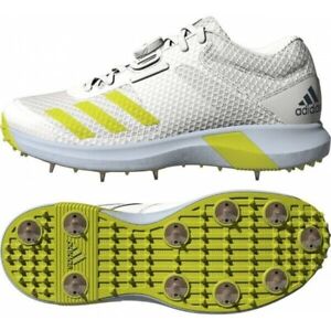 Adidas Adipower Vector mittlere Bowlingschuhe weiß gelb Cricketschuhe - ALLE GRÖSSEN