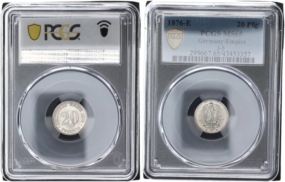 Kaiserreich 20 Pfennig 1876-E J.5 Silver PCGS MS65 110183 - Image 1 of 1