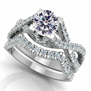 3.45+Ct Vvs1 White G-H Moissanite Diamond Round Bridal 925 Silver Ring Size 7.5 - Picture 1 of 4