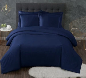 Antimicrobial 3-Piece Navy King Duvet Set - Picture 1 of 7