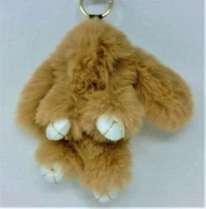 Fluffy Bunny Rabbit Keychain Clip Cute Soft Plush Backpack Charm FREE SHIPPING  - Picture 1 of 5