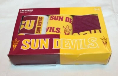 Paquete de 3 bikinis/bragas/ropa interior Sun Devils para mujer 100 % algodón L/7 39"-40" Foto 1 de 2