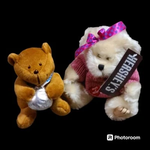2002 Hershey's Chocolate 8 Zoll Teddybär Plüsch Neu mit Etikett & Hershey 6 Zoll Bär - Bild 1 von 3