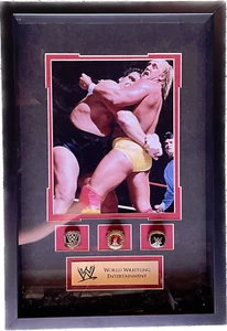 Hulk Hogan & Andre the Giant Set of 3 WWE HOF Replica Rings Framed 13x19 - Picture 1 of 1