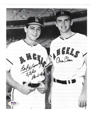 BO BELINSKY & DEAN CHANCE Signed L.A. Angels Auto. 8X10 PSA COA B&W Photograph - Image 1 of 3