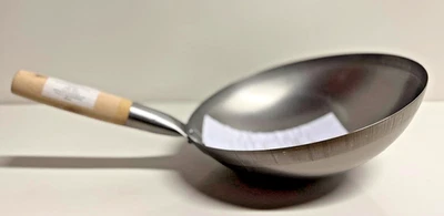 Eisenpfanne Wok – mit rundem Boden & Holzgriff,  Profi-Qualität   Ø 30 cm - Bild 1 von 4