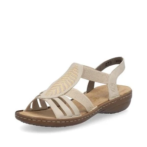 Nu-pieds sandale imitation cuir beige élastiqué semelle duveteuse 36 RIEKER - Imagen 1 de 5