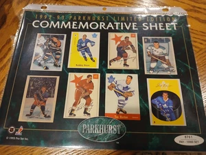 1992-93 Parkhurst Limited Edition Commemorative Sheet 8.5 x 11 #10,000 - Picture 1 of 1