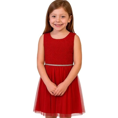 Nuevo Vestido de Navidad Cherokee Niñas Roseta Roja Formal Fiesta Vacaciones Talla Grande Foto 1 de 4