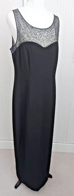 💝 Stunning Vintage ROCKMANS Long Black Evening Dress with Beading 14 - image 1 of 4