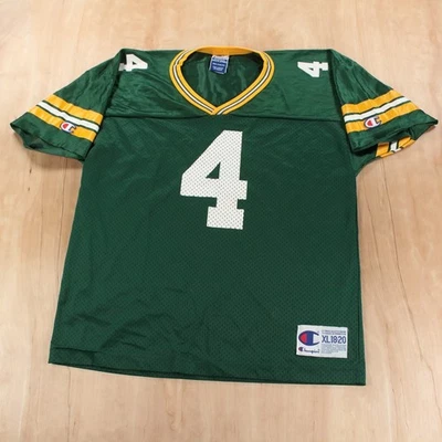 Camiseta de fútbol CAMPEÓN Green Bay Packers Brett FAvre #4 JUVENTUD XL de colección años 90 y2k Foto 1 de 4