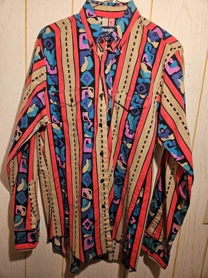 Vintage Wrangler Brushpopper Striped Cowboy  Western Shirt  15.5-35 x long tail - Image 1 of 4