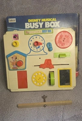 复古 Gabriel Walt 迪士尼音乐婴儿床忙箱婴儿床婴儿玩具罕见! — 第 1/4 张图片