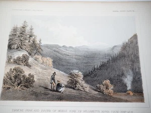 Antq Lithograph U.S.P.R.R. Exp Survey, "Diamond Peak & Ravine of Middle Fork of. - Picture 1 of 1
