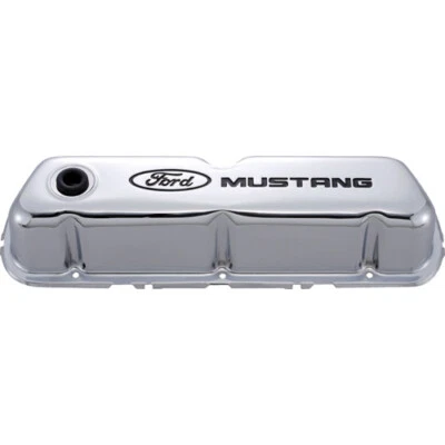 Stamped Steel Chrome Valve Covers with Ford Mustang Logo Foto 1 de 4