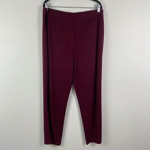Susan Graver Essentials Liquid Knit Straight Leg Pants Size XL Burgundy Pull On