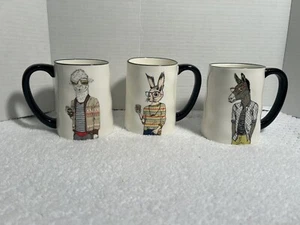Set of 3 Hipster Animal Coffee Mugs by Signature Housewares, Inc. TTT - Picture 1 of 7