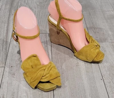 Sandalias de cuña JEFFREY CAMPBELL gamuza tostado mostaza correa al tobillo 8M Foto 1 de 4