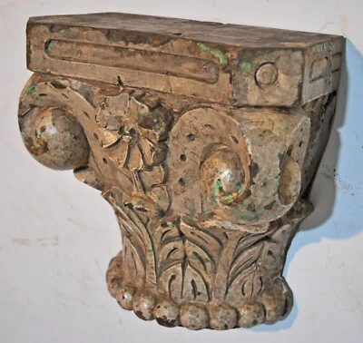 Ancien en Bois Mural Décor Lourd Base Étagère Original Très Fin Main Sculpture - Photo 1/4